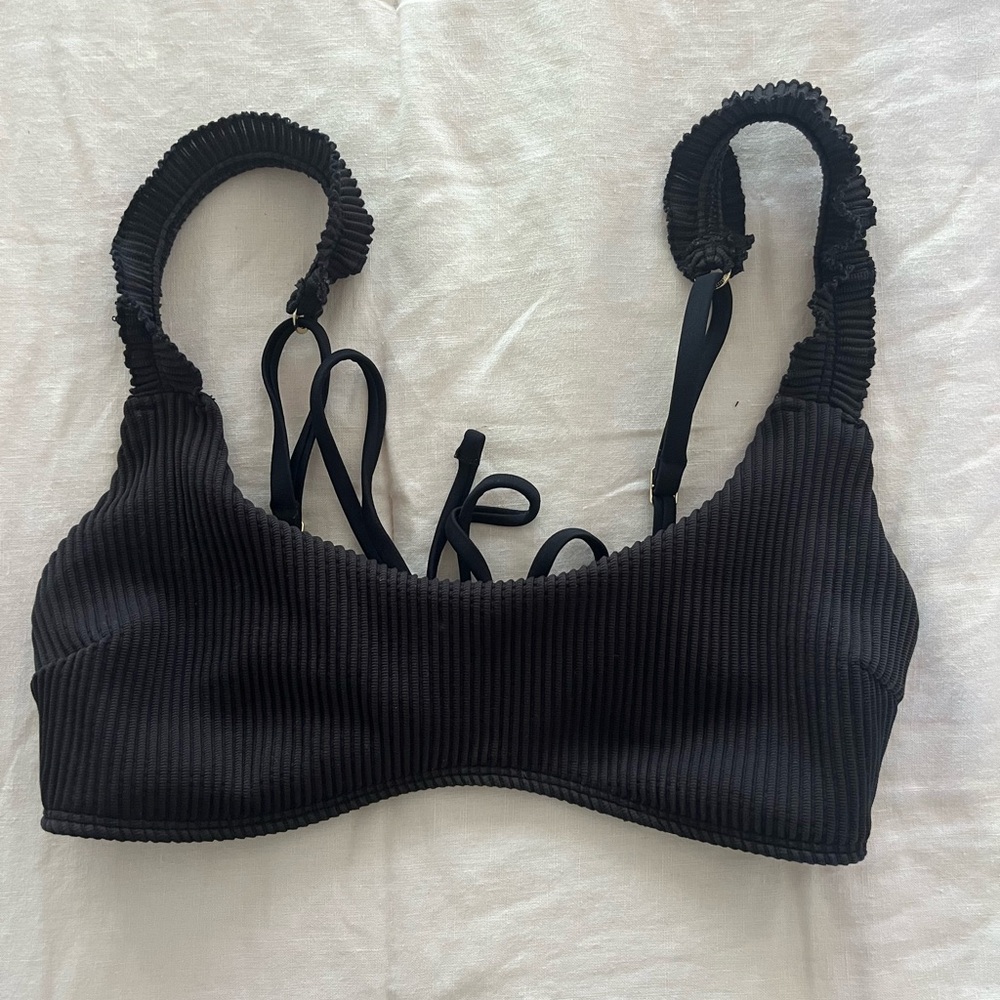 Hollister Black Ribbed Bikini Top